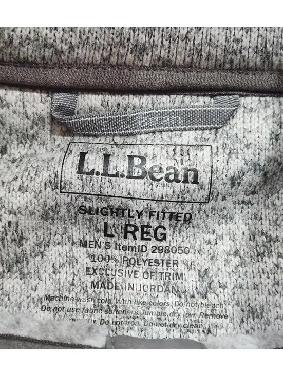 LL Bean Snap Fleece Gray Pullover Sweater Jacket Mens Size Large Slightly Fitted - Picture 8 of 9